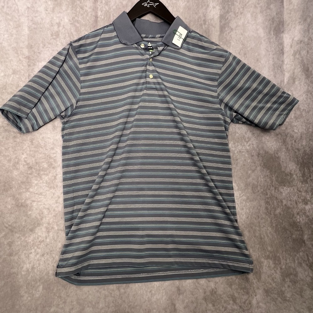 Bolle Golf Men's Medium Gray/Lime‎ Green Striped Performance Polo